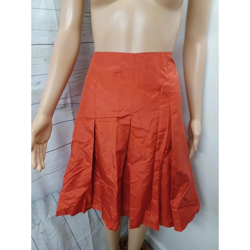 Michael Kors 100% Womens Skirt Pleated Orange Rust Sz 12